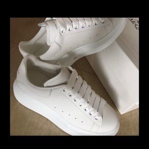 new All White Mcqueen Platforms Leather Shoes